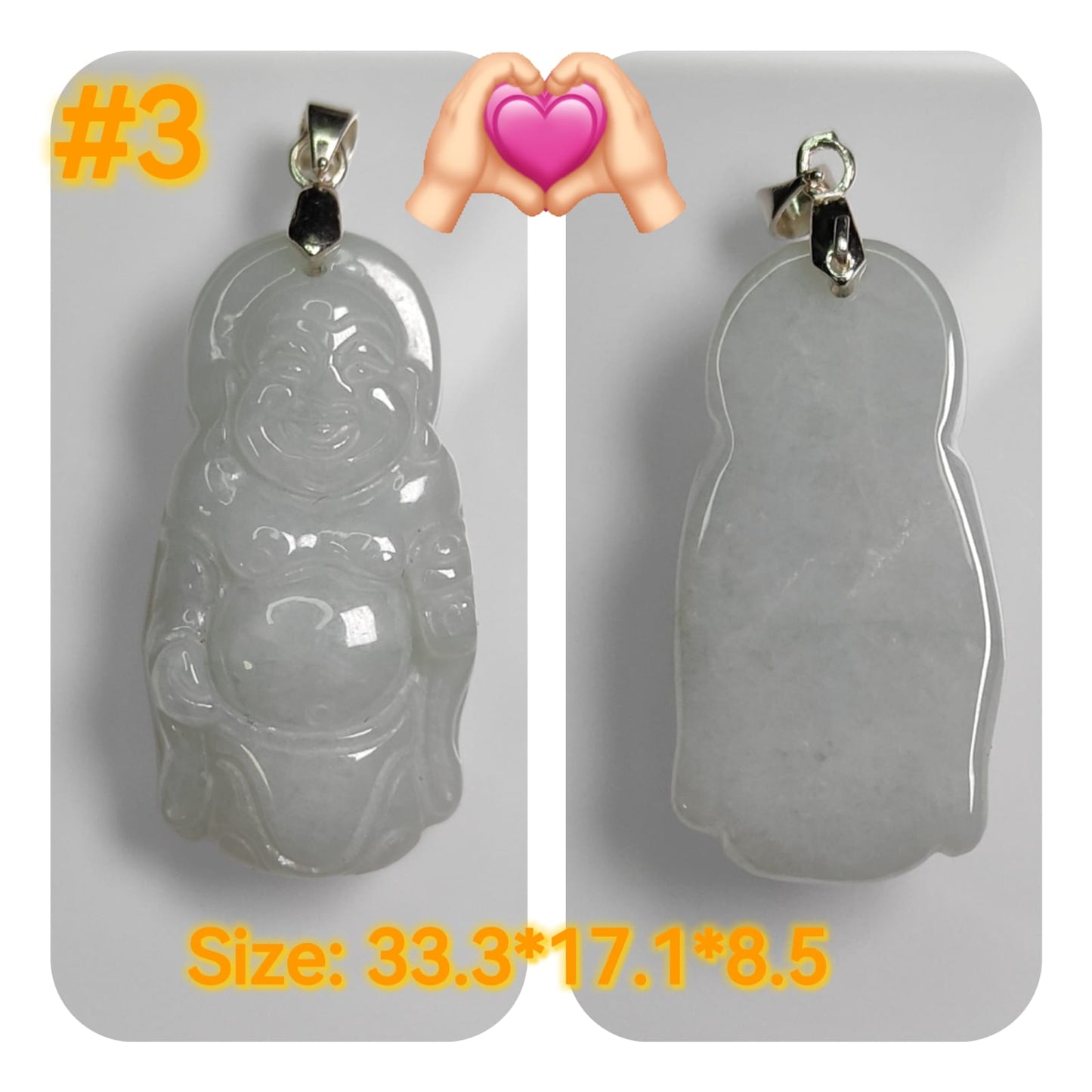 Casual Daily Wear - Natural Type A Jadeite Jade - crafted as Standing buddha to use as a Pendant - No Certitficate - with S990 Clasp (Choose #1 to #8) #3