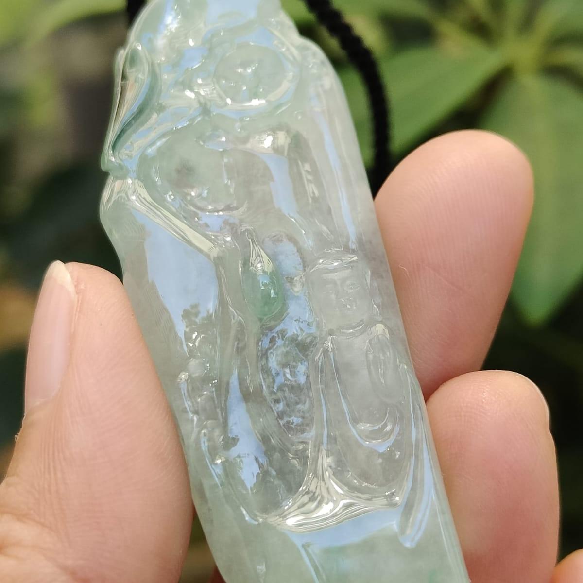 Crafted as Buddha with a Fengshui Wheel as Pendant on Natural Type A Jadeite Jade, certificate weighs 18.79 grams, measurement 65.1 * 23 * 6.6 mm (pendant384) Yi Pin Qian Jadeites Jade Jewelry ~Your Precious Quintessential ~ Singapore