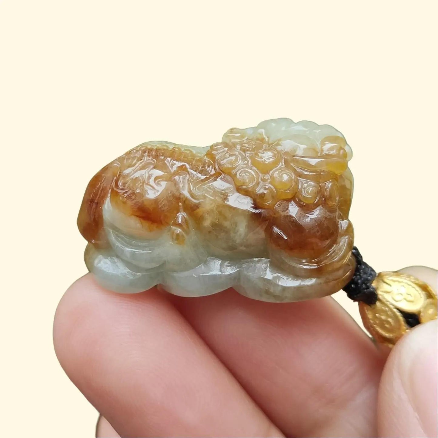 Crafted as Lion Pendant on Natural Type A Jadeite Jade with QIC approved labs certificate weighs 14.65 grams, measurement 28.1 * 14.8 * 15 mm (pendant348) Yi Pin Qian Jadeites Jade Jewelry ~Your Precious Quintessential ~ Singapore
