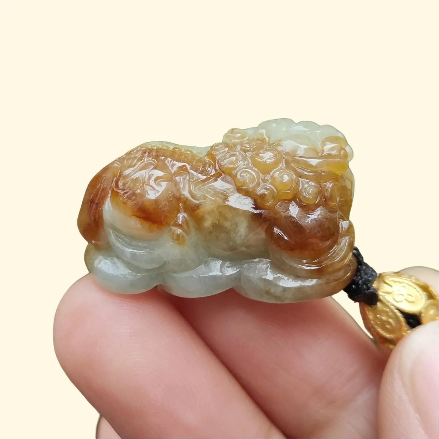 Crafted as Lion Pendant on Natural Type A Jadeite Jade with QIC approved labs certificate weighs 14.65 grams, measurement 28.1 * 14.8 * 15 mm (pendant348) Yi Pin Qian Jadeites Jade Jewelry ~Your Precious Quintessential ~ Singapore
