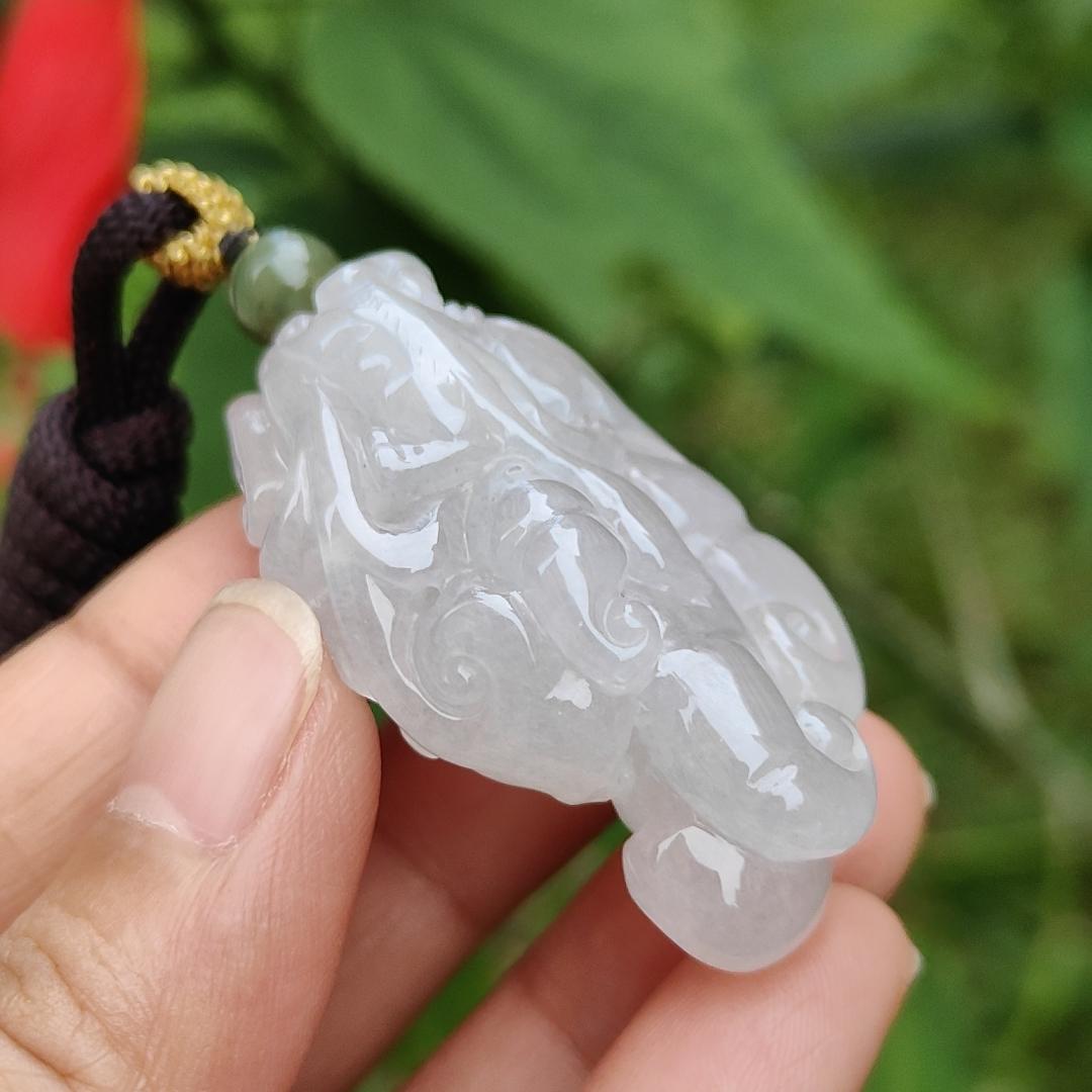 Rare Premium Natural Type A Jadeite Pendant Necklace crafted as Chayote with Squirrel and Ruyi, symbols of Happiness, fortune and luck with certificate weigh 30.16 grams, 44.3 * 27.8 * 15.6 mm (pendant52) Yi Pin Qian