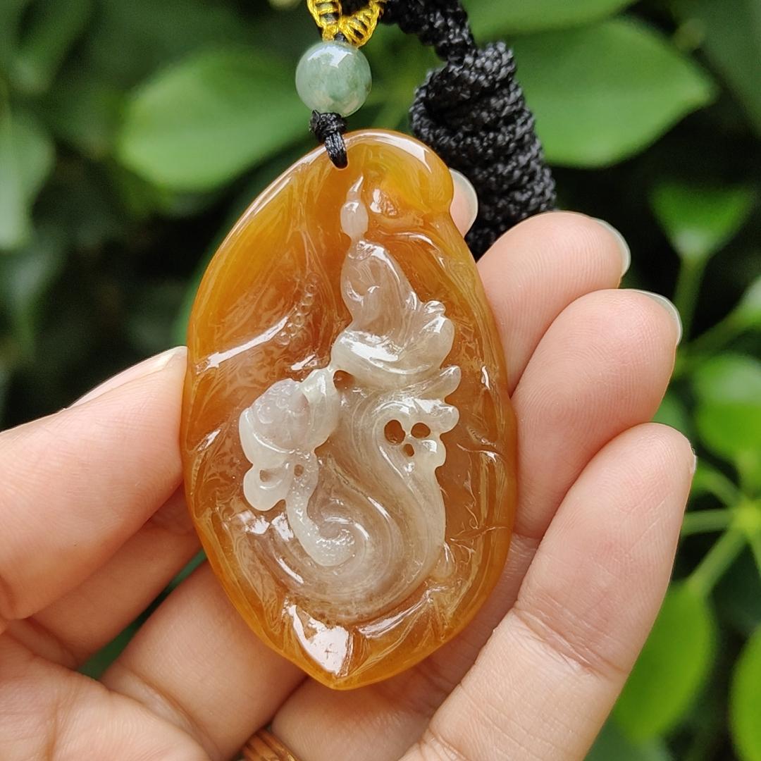 Crafted as The Enlightenment Pendant Rare Premium Natural Type A Jadeite Jade certificate weighs 15.96 grams, measurement 52.8 * 31.8 * 7 mm (pendant357) Yi Pin Qian Jadeites Jade Jewelry ~Your Precious Quintessential ~ Singapore