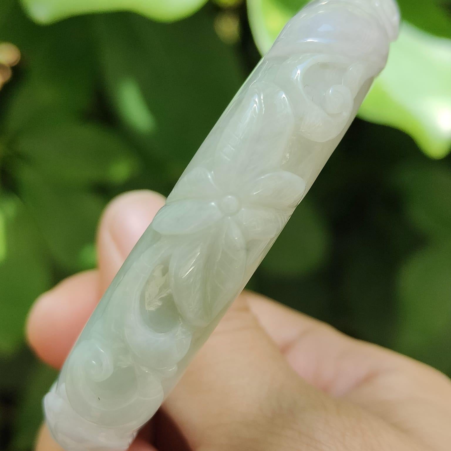 "Whispers of Nature" Dual-Colored Jadeite Bangle – Harmony in Every Hue (Sku: bangle31) Yi Pin Qian Jadeites Jade Jewelry ~Your Precious Quintessential ~ Singapore