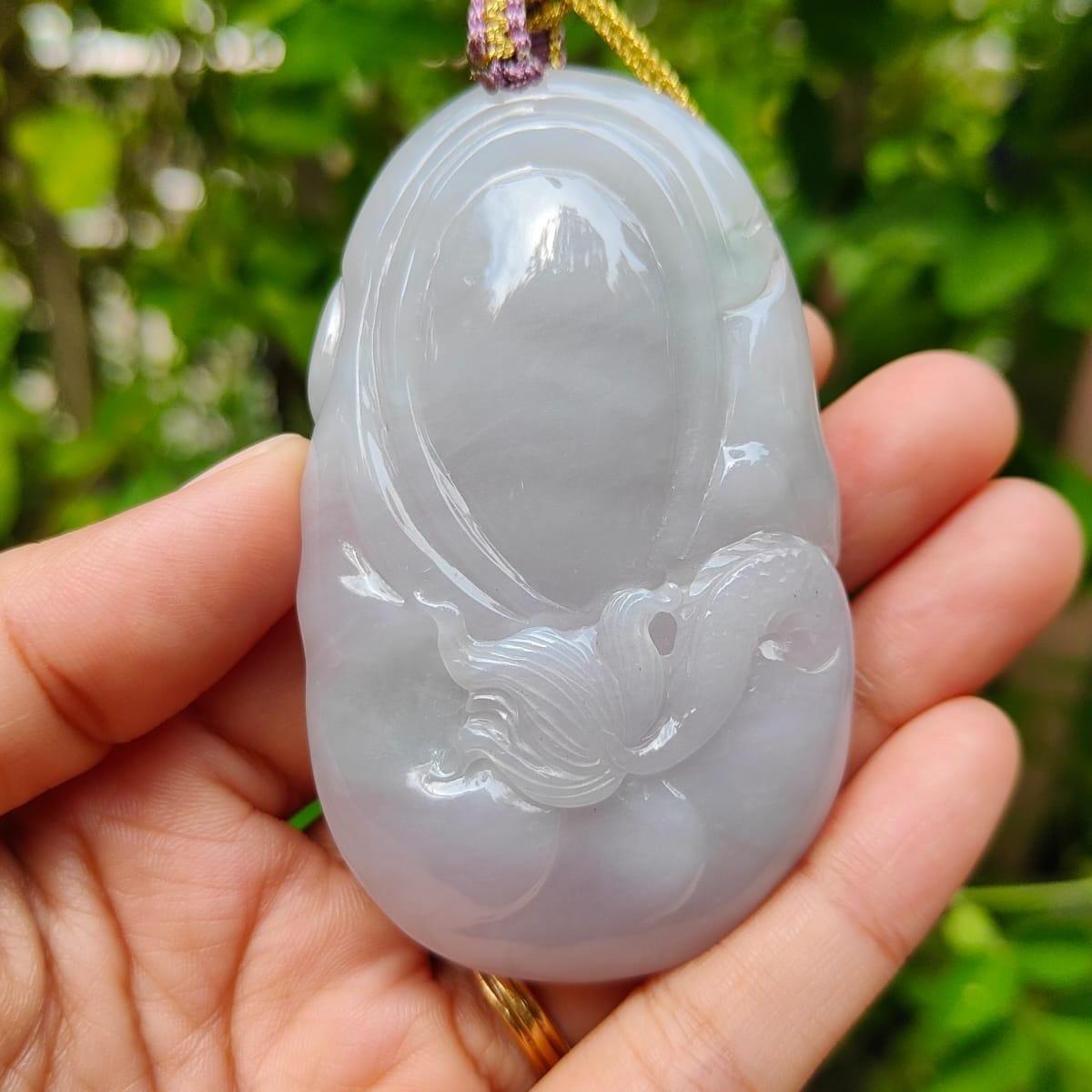 Hugh Dragon #2 Crafted on Natural Type A Jadeite Jade as Pendant, certificate weighs 88.3 grams, measurement 74 * 44.2 * 17 mm (pendant365)