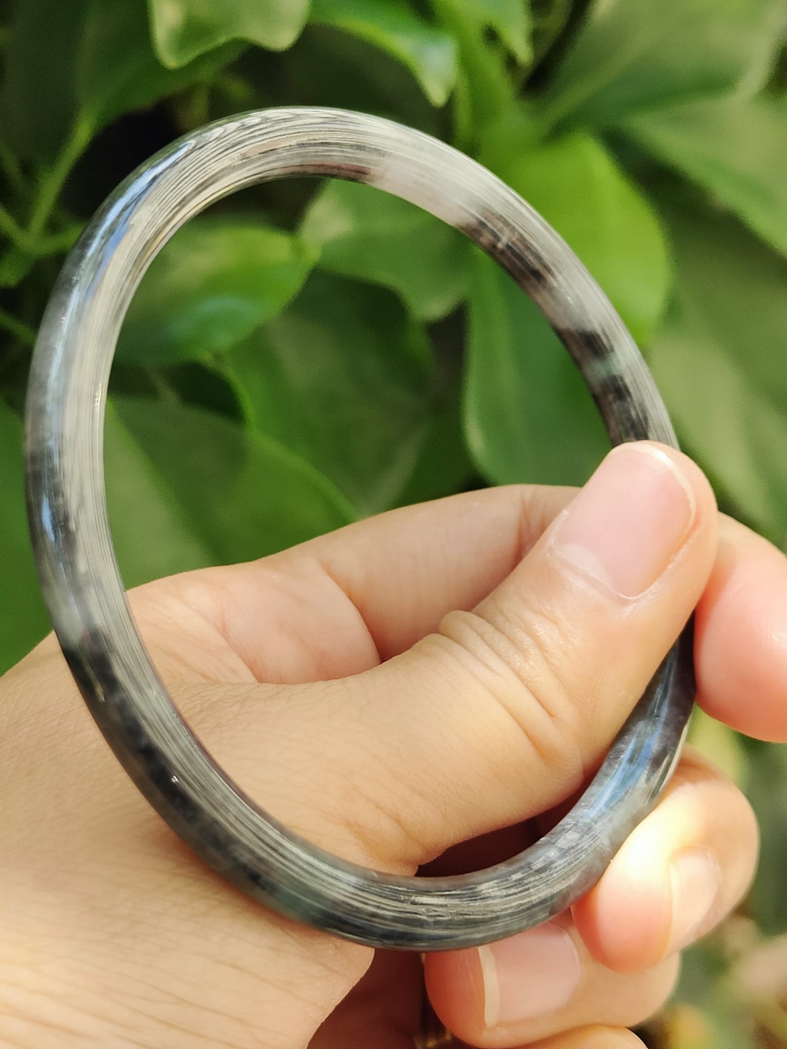 59mm Black Jadeite Bangle – Perfect Circle of Harmony & Strength (bangle30) Yi Pin Qian Jadeites Jade Jewelry ~Your Precious Quintessential ~ Singapore