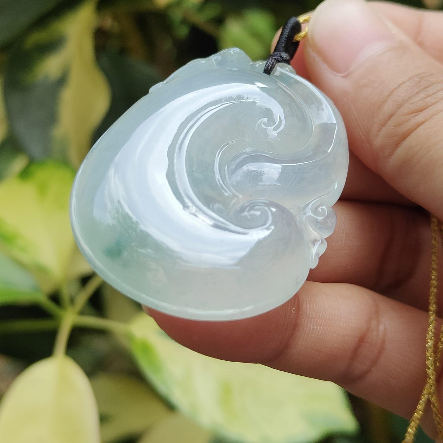 Premium Quality Icy Translucent Ruyi Pendant Natural Type A Jadeite Jade certificate weighs 25.87 grams, measurement 48.2 * 35.3 * 7.2 mm (pendant391) Yi Pin Qian Jadeites Jade Jewelry ~Your Precious Quintessential ~ Singapore
