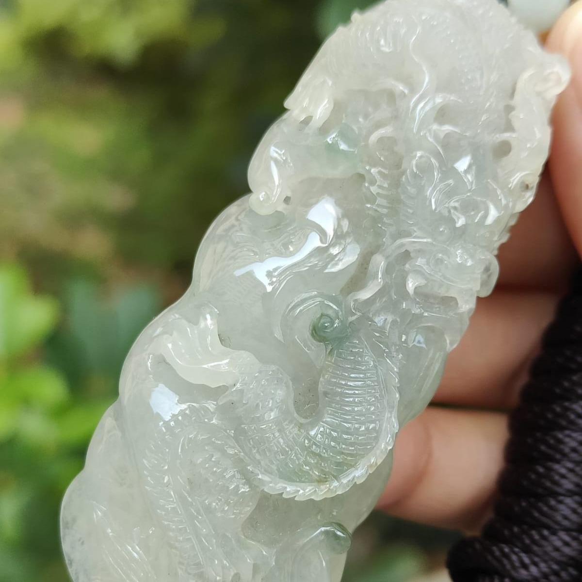New SG Arrival Crafted as Dragon on Natural Type A Jadeite Jade as Pendant weighs 58.34 grams, measurement 75 * 28.7 * 12.3 mm (pendant327) Yi Pin Qian Jadeites Jade Jewelry ~Your Precious Quintessential ~ Singapore