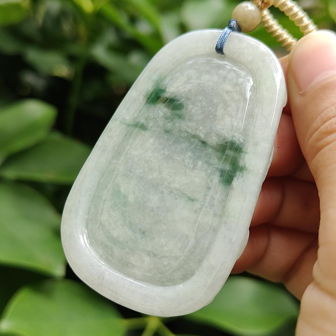 Green Floating Patches rare old-school Natural Type-A Jadeite-Jade crafted with traditional Dragon as Pendant, certificate weighs 34.91 grams, measurement 60.6 * 38.8 * 8.2 mm (pendant302) Yi Pin Qian Jadeites Jade Jewelry ~Your Precious Quintessential ~ Singapore