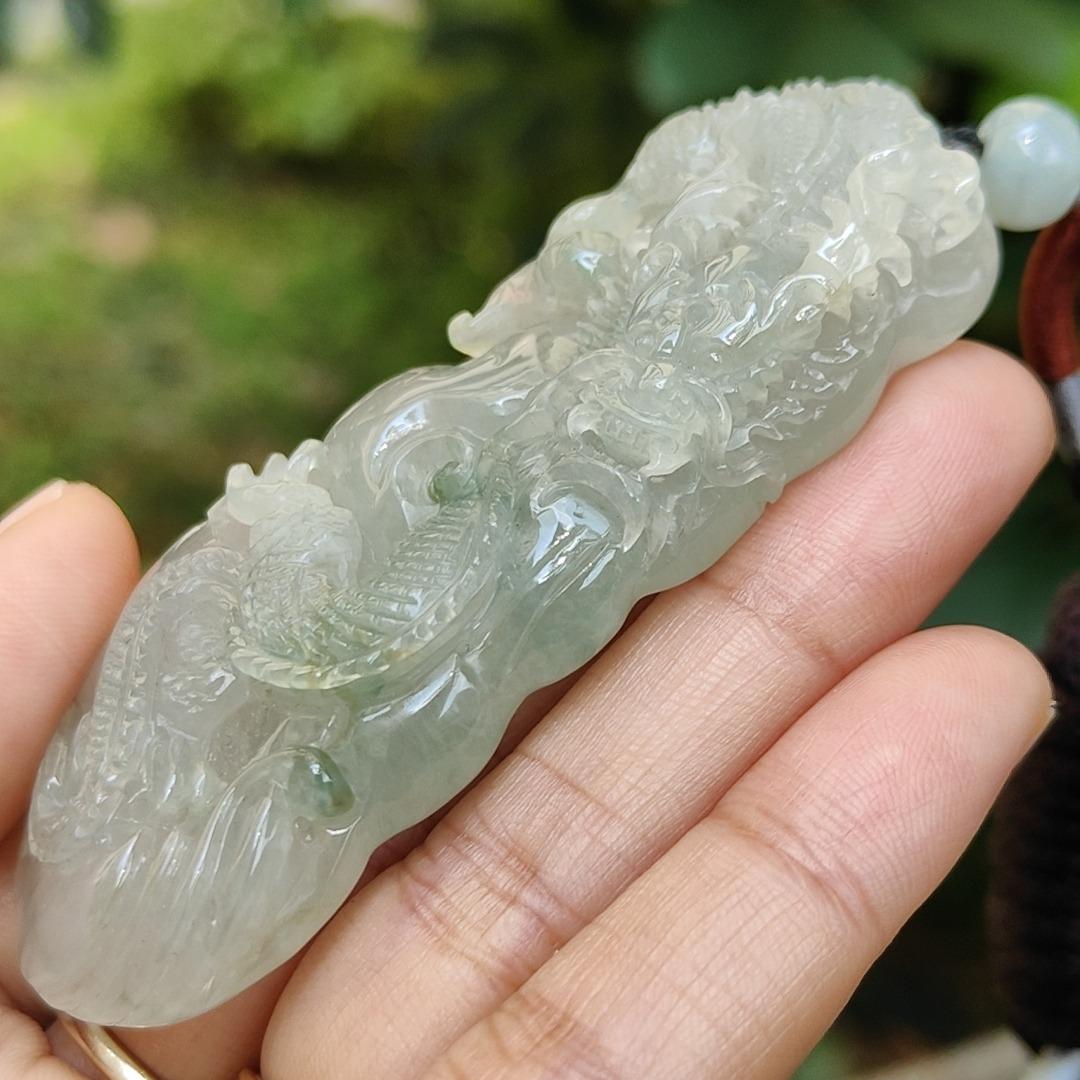 New SG Arrival Crafted as Dragon on Natural Type A Jadeite Jade as Pendant weighs 58.34 grams, measurement 75 * 28.7 * 12.3 mm (pendant327) Yi Pin Qian Jadeites Jade Jewelry ~Your Precious Quintessential ~ Singapore
