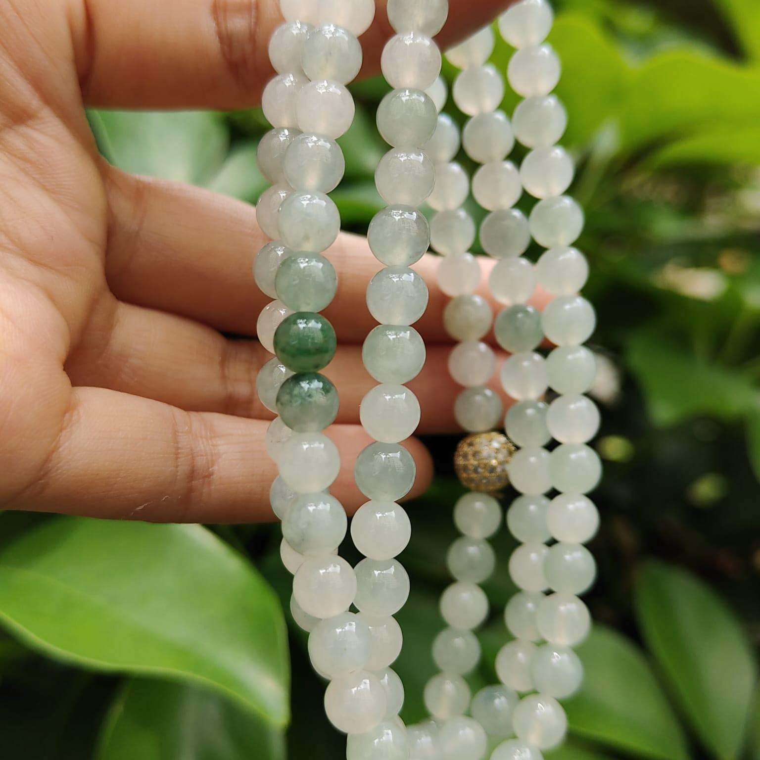 High Quality Good Translucent Natural Type A Jadeite Jade crafted as 112 beads with 99% perfection as Bracelet or Necklace certificate weighs 52.21 grams, measurement 6.6 mm (bracelet28) Yi Pin Qian