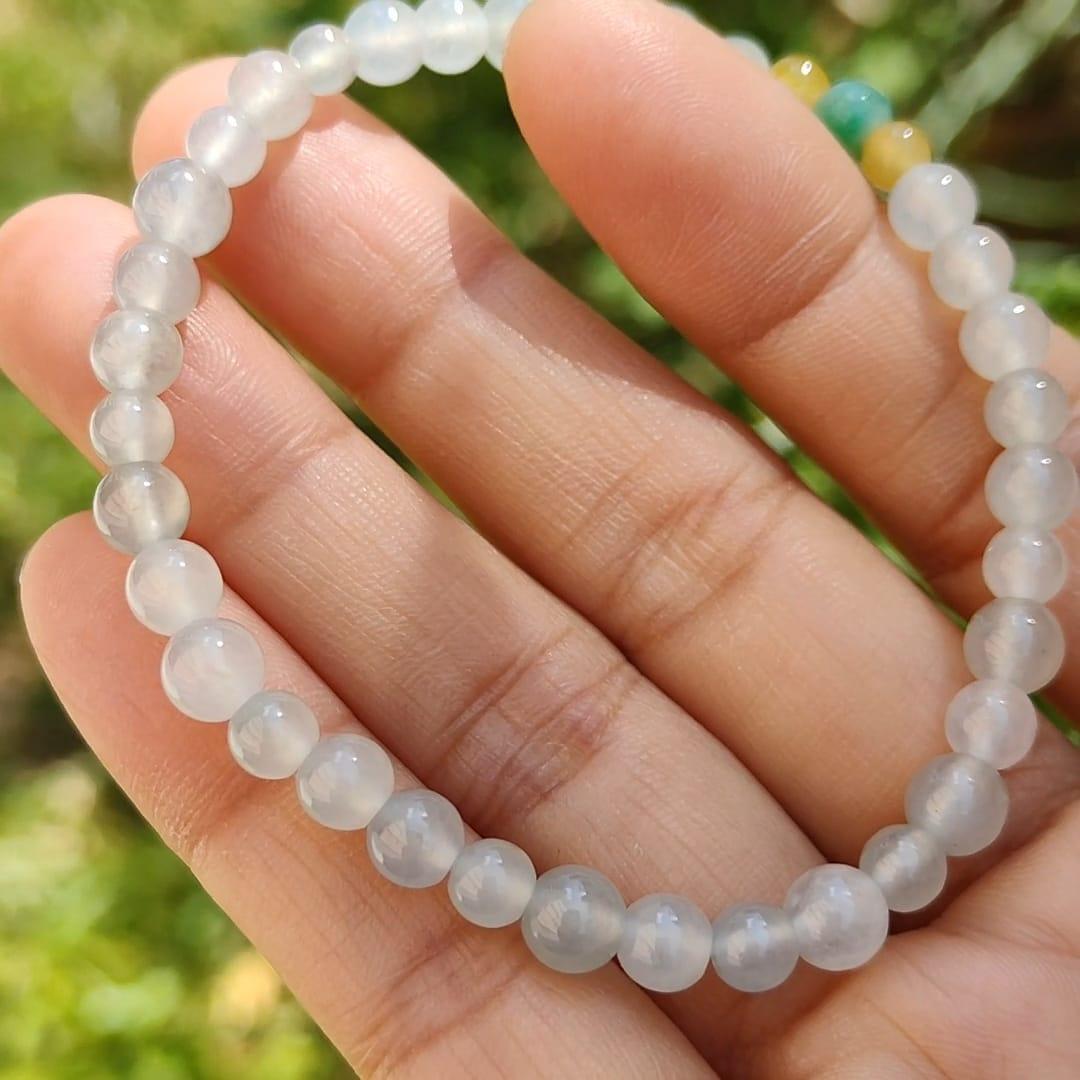 Icy Variety with Good Translucency Natural Type A Jadeite Bracelet measurement at 5.7mm with 37 beads, certificate included weigh 8.60 grams, suitable for casual wear and yet look elegant (bracelet6) Yi Pin Qian