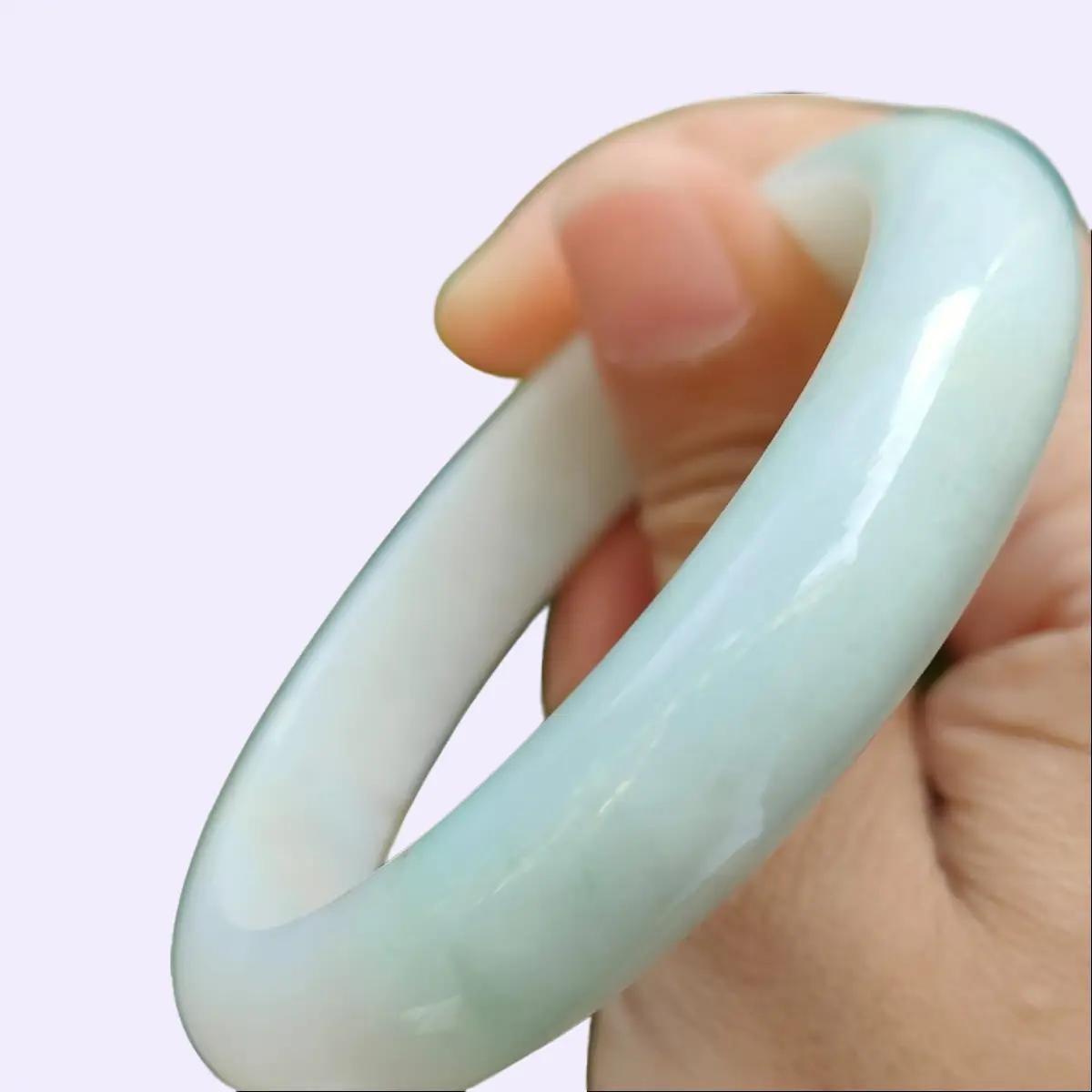 Crafted as 59.6mm Peace Bangle on Natural Type A Jadeite Jade certificate weighs 59.79 grams, Width: 12.6 mm Thickness: 8.2 mm (bangle22) Yi Pin Qian Jadeites Jade Jewelry ~Your Precious Quintessential ~ Singapore
