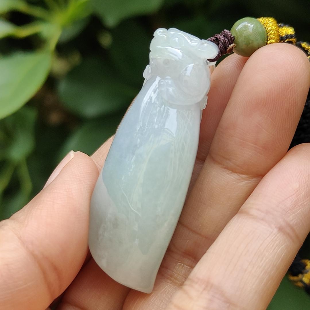 Crafted with Pixiu On Fuku Melon Burmese Natural Type A Jadeite Jade as Pendant, QIC labs approved certificate weighs 34.54 grams, measurement 47.3 * 22.2 * 16.5 mm (pendant315) Yi Pin Qian Jadeites Jade Jewelry ~Your Precious Quintessential ~ Singapore