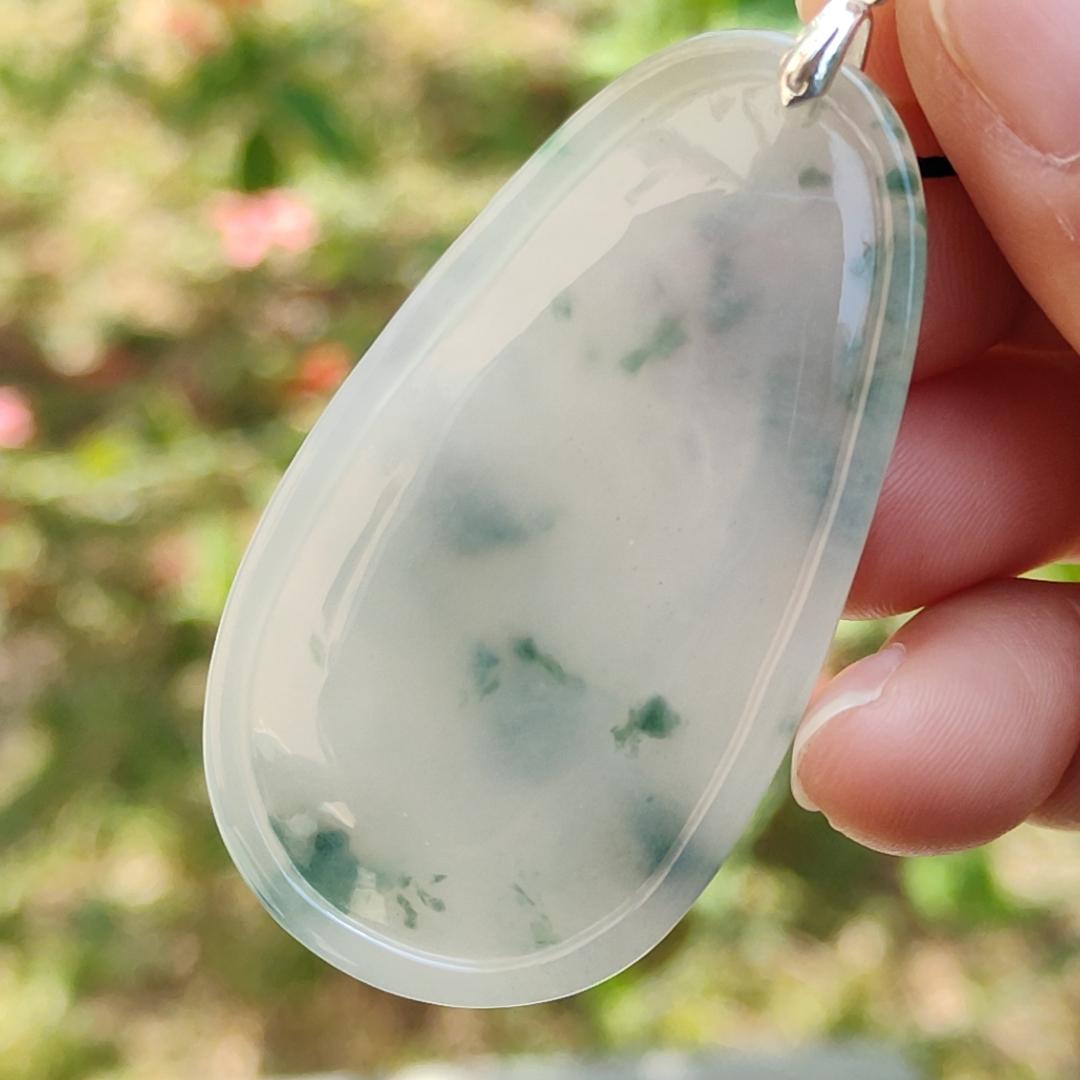 Special Sales - Rare Green Patches White with Yellow Hue Natural Type A Jadeite Jade crafter with Milo Buddha as Pendant, certificate weigh 17.2 grams, measurement 54.2 * 30.5 * 5.9 mm (pendant214) Yi Pin Qian