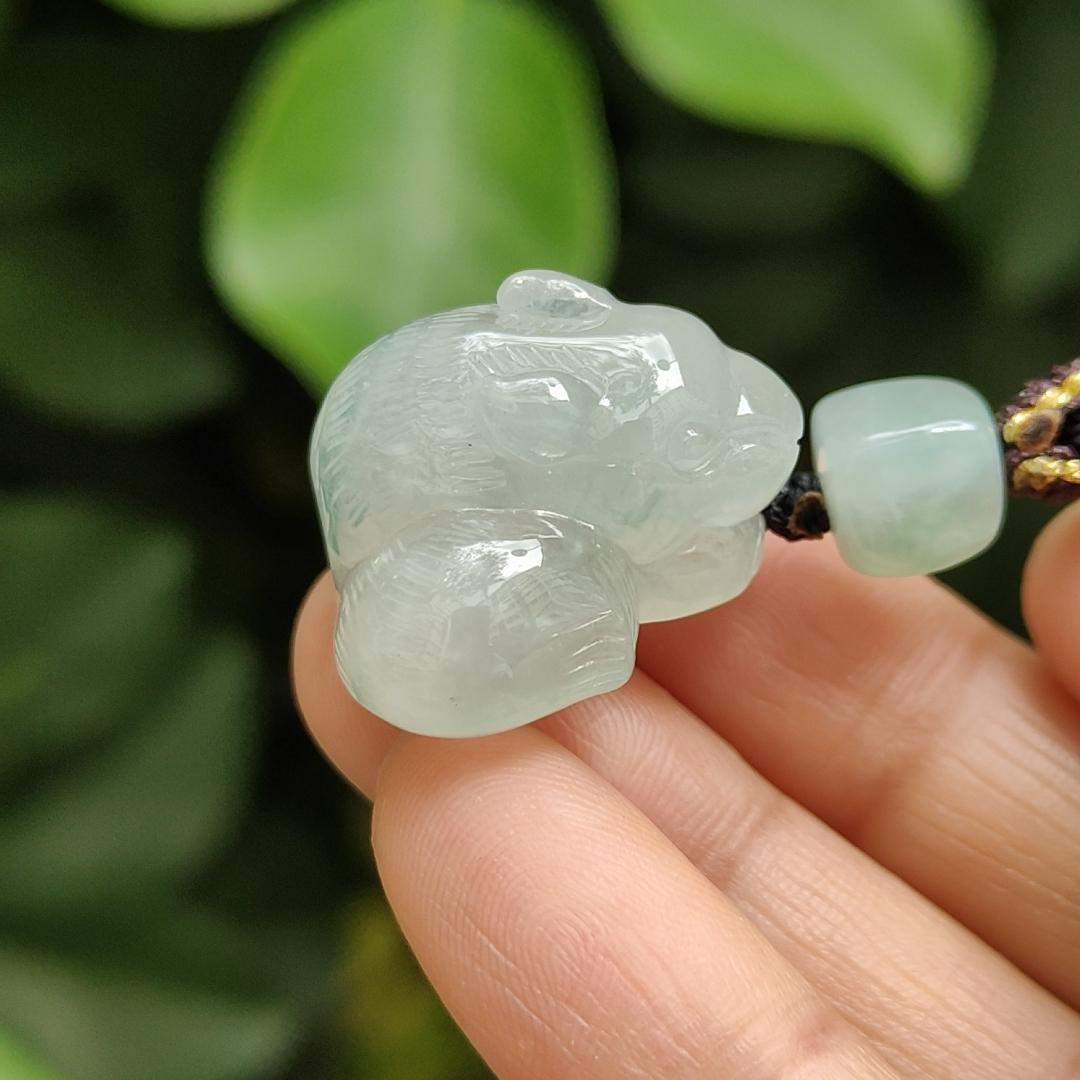 High Quality Light Green Hue with Green Patches Natural Type A Jadeite Jade crafted as Squirrel as Pendant, certificate weighs 11.1 grams, measurement 22.7 * 22.8 * 14 mm (pendant298) Yi Pin Qian Jadeites Jade Jewelry ~Your Precious Quintessential ~ Singapore