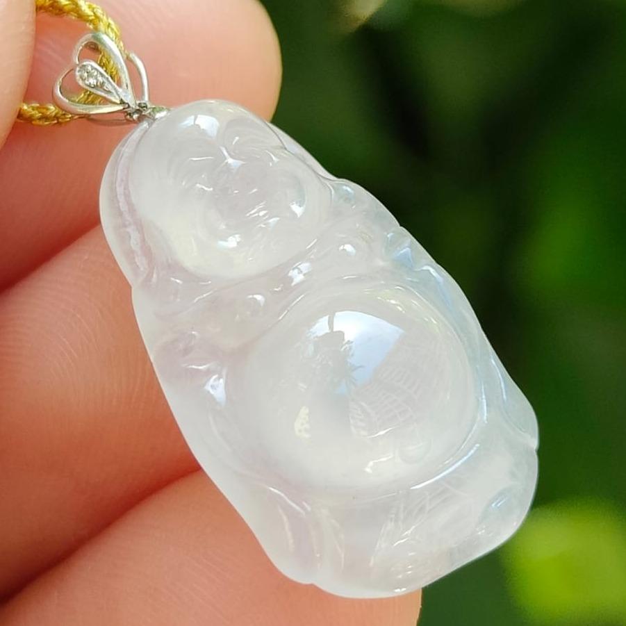 Laughing Buddha Jadeite Pendant – Five Elements Harmony, 18K Gold, Certified Type A (Sku: 18kp110) Yi Pin Qian Jadeites Jade Jewelry ~Your Precious Quintessential ~ Singapore