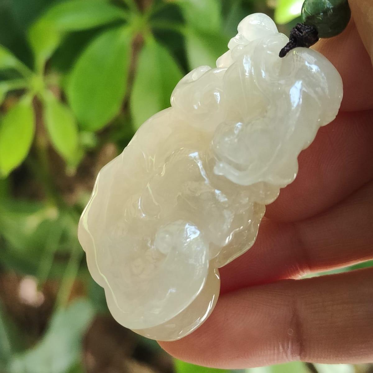 Crafted as Ruyi with Money Pendant on Yellow Icy High Quality Natural Type A Jadeite Jade certificate weighs 35.57 grams, measurement 48.3 * 30.9 * 14 mm (pendant385) Yi Pin Qian Jadeites Jade Jewelry ~Your Precious Quintessential ~ Singapore
