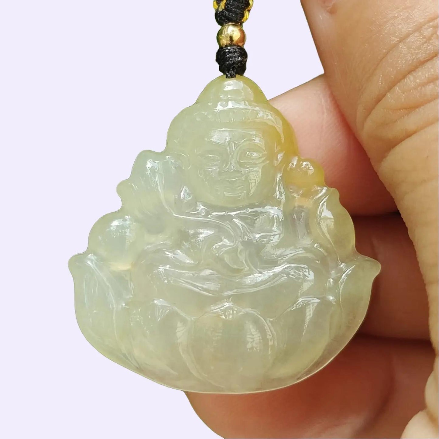 Icy Yellow Translucent Baby Buddha Pendant Natural Type A Jadeite Jade certificate weighs 5.74 grams, measurement 30.2 * 29.1 * 4.8 mm (pendant388) Yi Pin Qian Jadeites Jade Jewelry ~Your Precious Quintessential ~ Singapore