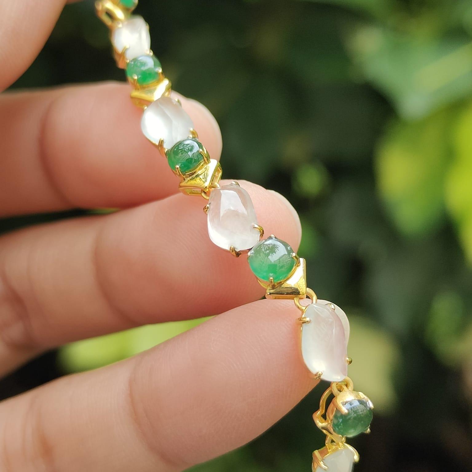 Liquid Jade Symphony - 18K Gold & Type A Jadeite Element Bracelet (Sku: 18kp112) Yi Pin Qian Jadeites Jade Jewelry ~Your Precious Quintessential ~ Singapore