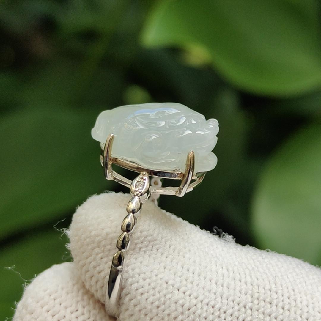 New Arrival Crafted as Pixiu on Natural Type A Jadeite Jade as S925 Ring certificate weighs 3.55 grams, measurement 15.9 * 11.6 * 6.7 mm (s925ring25) Yi Pin Qian Jadeites Jade Jewelry ~Your Precious Quintessential ~ Singapore