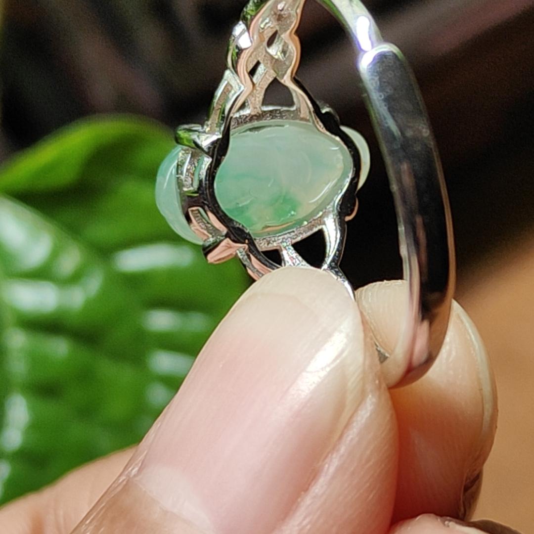 Crafted as Pixiu on Light Green Hue with Light Green Patches Natural Type A Jadeite Jade set with S925 as adjustable ring, certificate weighs 2.01 grams, measurement 11.8 * 5.5 * 3.8 mm (s925ring27) Yi Pin Qian Jadeites Jade Jewelry ~Your Precious Quintessential ~ Singapore