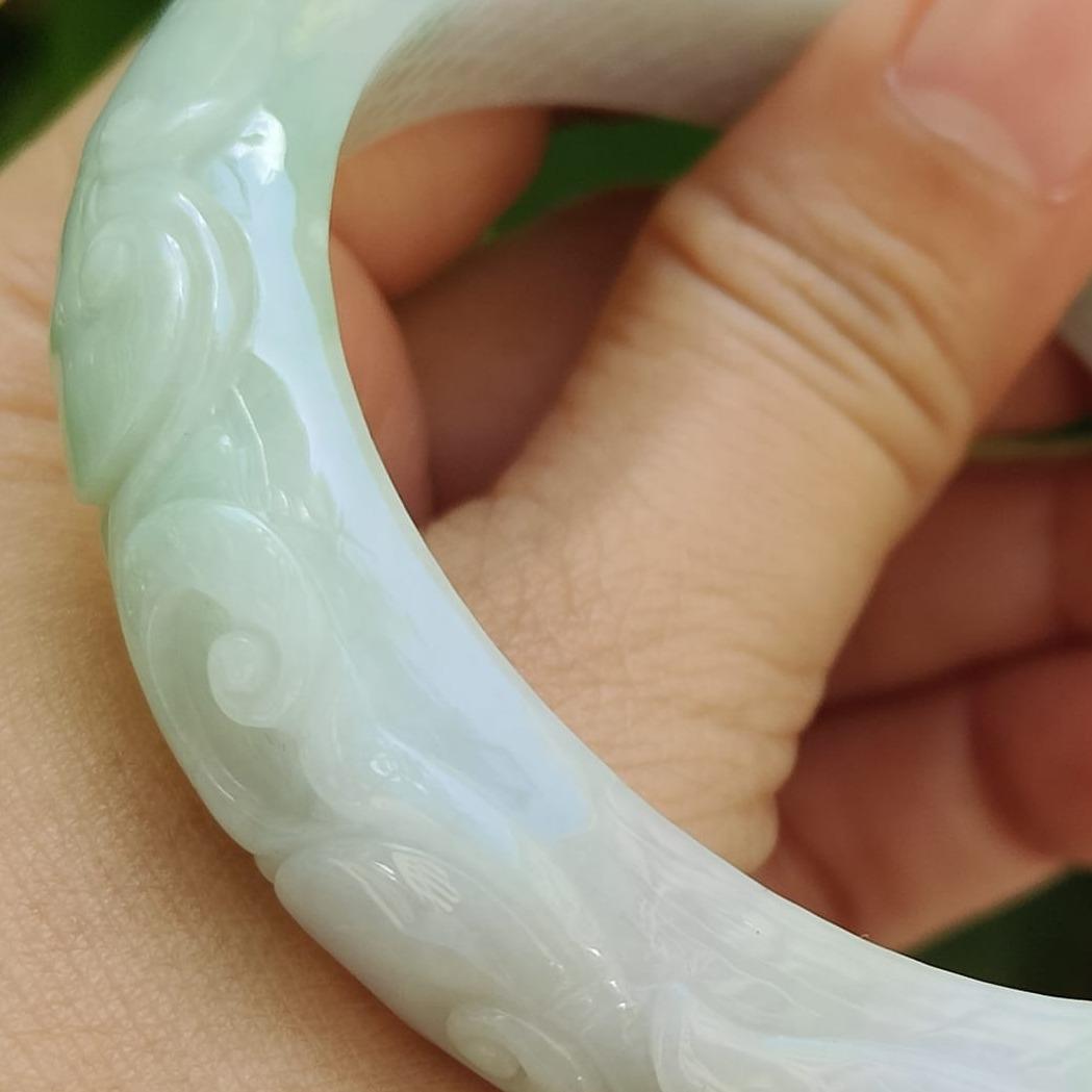"Whispers of Nature" Dual-Colored Jadeite Bangle – Harmony in Every Hue (Sku: bangle31) Yi Pin Qian Jadeites Jade Jewelry ~Your Precious Quintessential ~ Singapore