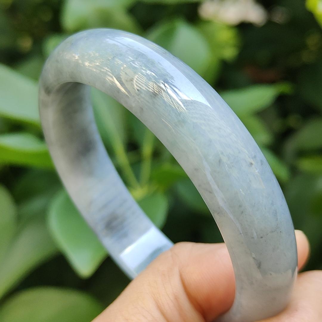 58.77 mm Light Lavender, Black Wuji Peace Bangle, Natural Type A Jadeite Jade, certificate weighs 57.84 grams, Width: 13.9 mm, Thickness: 7.5 mm (bangle15) Yi Pin Qian Jadeites Jade Jewelry ~Your Precious Quintessential ~ Singapore