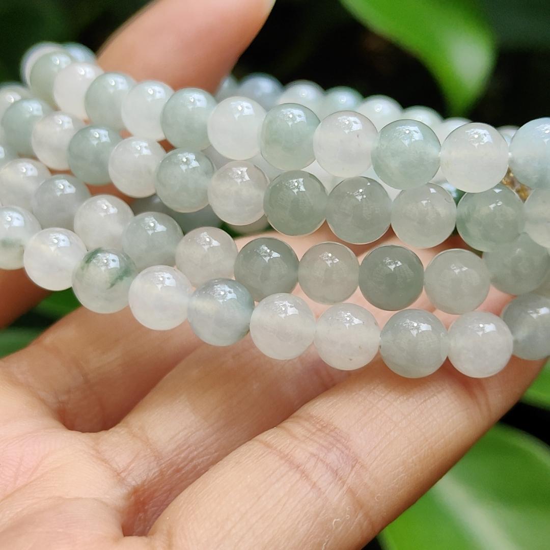 High Quality Good Translucent Natural Type A Jadeite Jade crafted as 112 beads with 99% perfection as Bracelet or Necklace certificate weighs 52.21 grams, measurement 6.6 mm (bracelet28) Yi Pin Qian