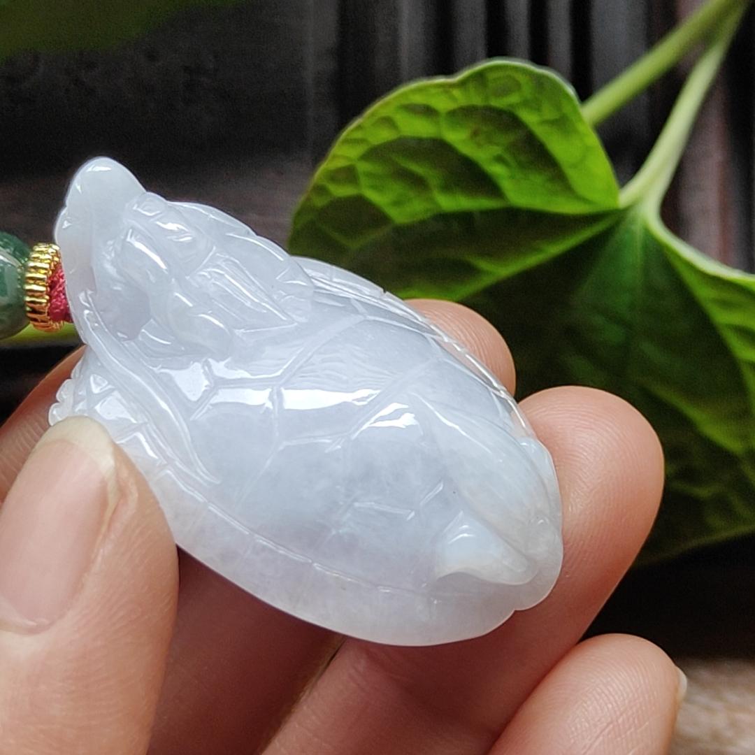 Crafted as Dragon Turtle Pendant on Natural Type A Jadeite Jade certificate weighs 18.38 grams, measurement 41 * 27.6 * 11.6 mm (pendant375) Yi Pin Qian Jadeites Jade Jewelry ~Your Precious Quintessential ~ Singapore