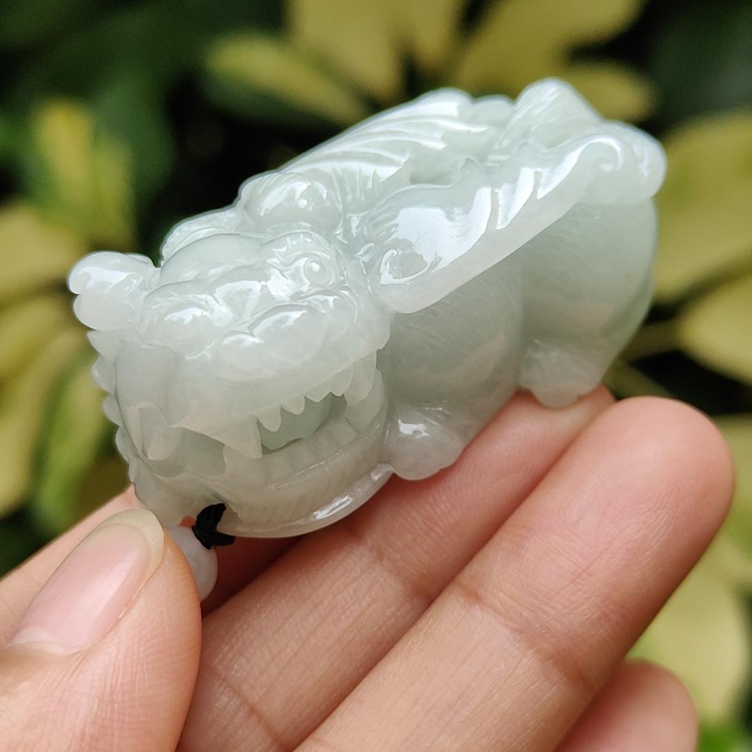 New arrival in SG - Flying Pixiu with movable ball in mouth crafted on Natural Jadeite Jade as Pendant with QIC labs approved certificate weighs 49.07 grams, measurement 45.8 * 23.2 * 19.7 mm (pendant322) Yi Pin Qian Jadeites Jade Jewelry ~Your Precious Quintessential ~ Singapore