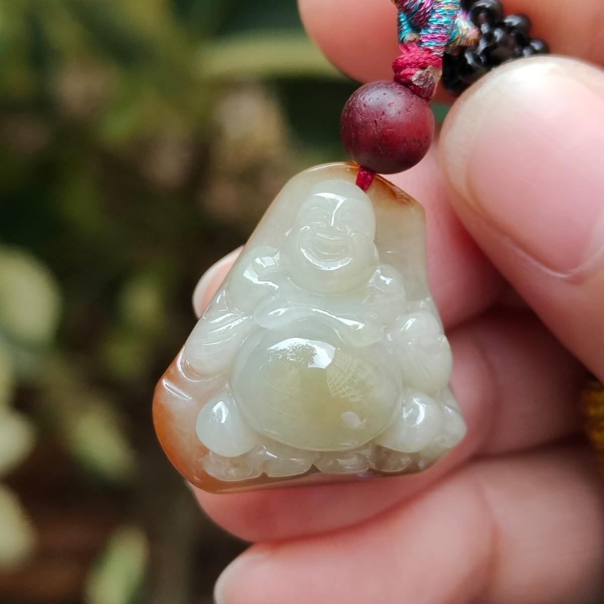 #Sold - New Arrival SG Local Seller Small but Good Quality Yellow Natural Type A Jadeite Jade crafted as Milo Buddha Pendant certificate weighs 8.52 grams, measurement 22.6 * 21.4 * 12.8 mm (pendant346)