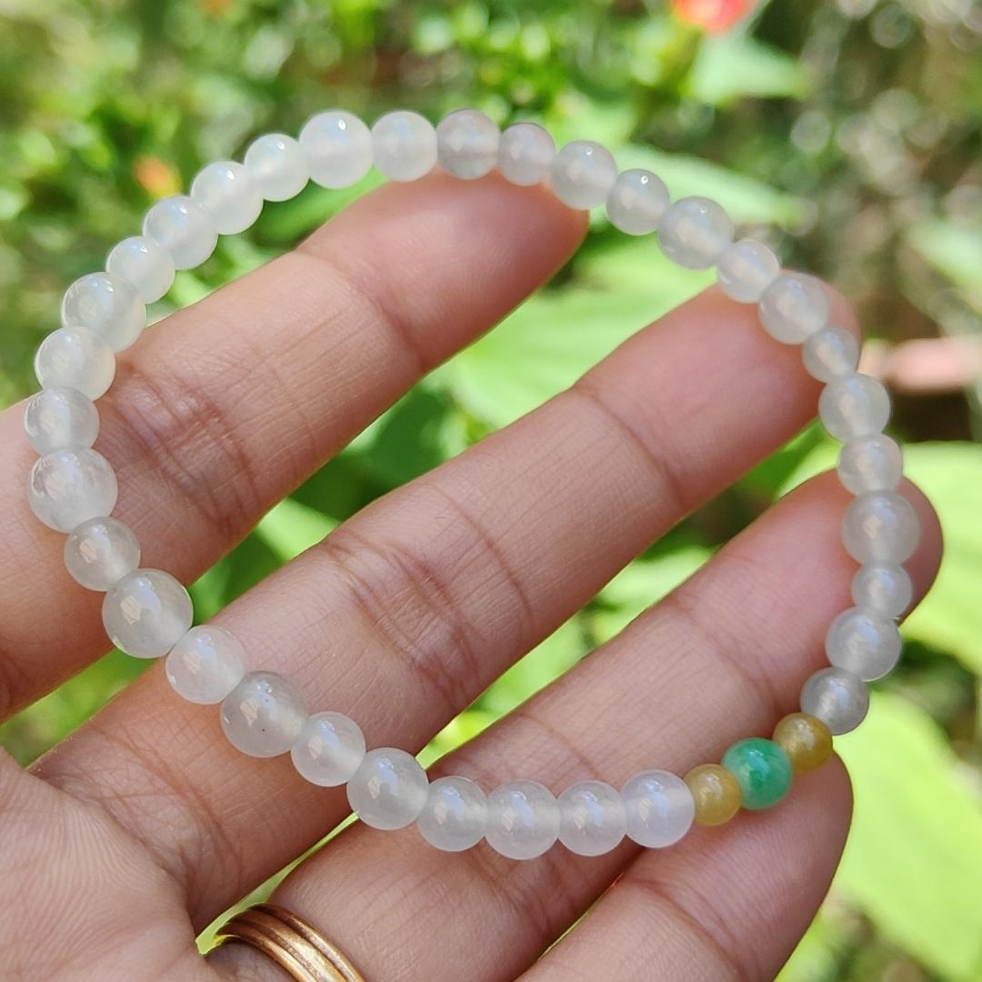 Icy Variety with Good Translucency Natural Type A Jadeite Bracelet measurement at 5.7mm with 37 beads, certificate included weigh 8.60 grams, suitable for casual wear and yet look elegant (bracelet6) Yi Pin Qian