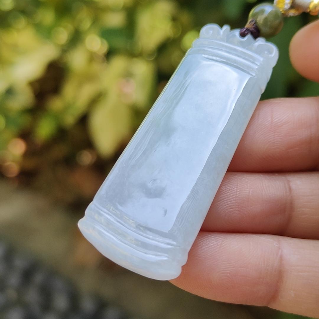 Crafted with Nothing symbol meaning eveything is Well, Natural Type A Jadeite Jade Pendant Necklace, QIC labs approved certificate weighs 18.61 grams, measurement 51.7 * 18.5 * 7.1 mm (pendant309) Yi Pin Qian Jadeites Jade Jewelry ~Your Precious Quintessential ~ Singapore