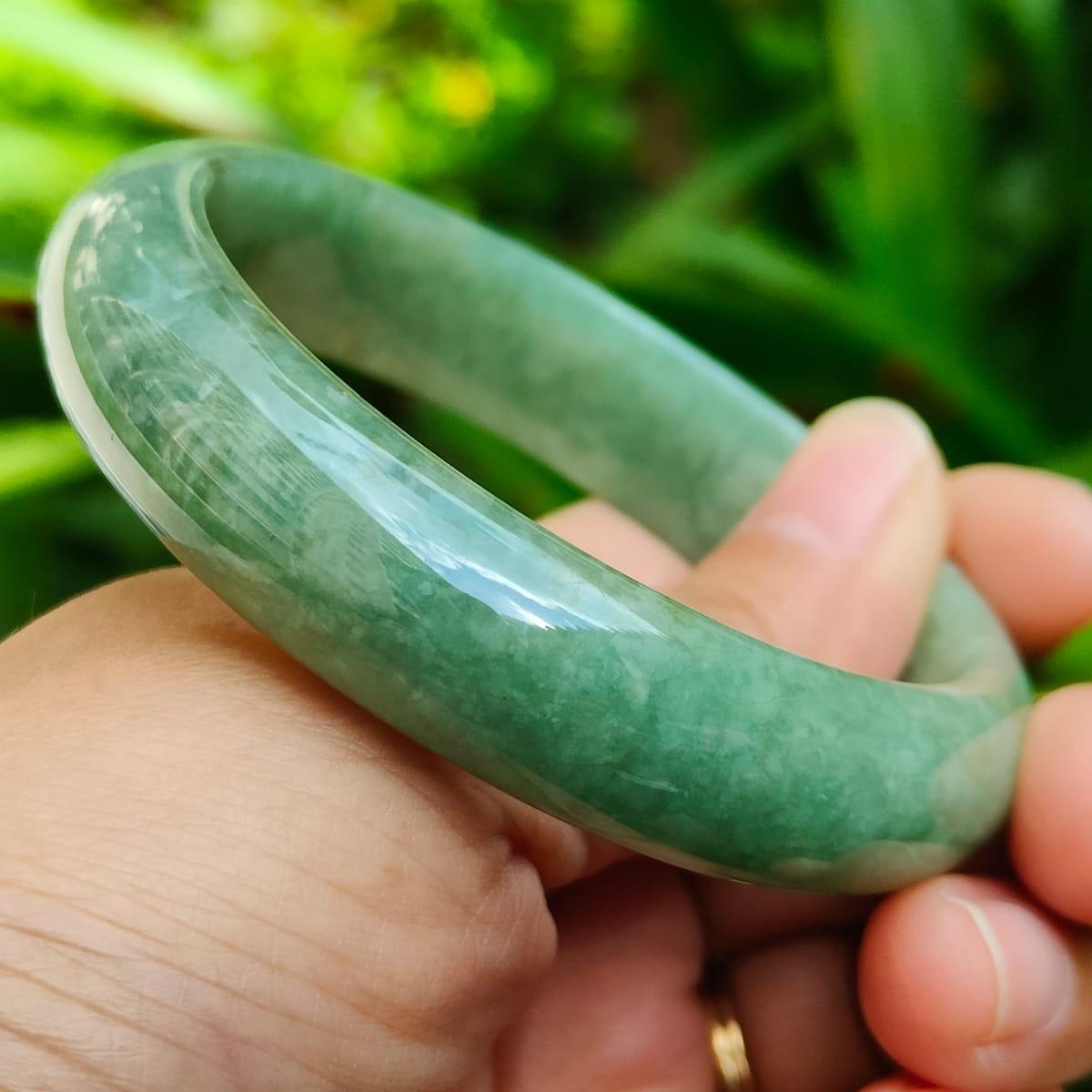 Wood 🌱 + Water 💧 Jadeite Bangle | Career Harmony Catalyst (Sku: bangle35) Yi Pin Qian Jadeites Jade Jewelry ~Your Precious Quintessential ~ Singapore