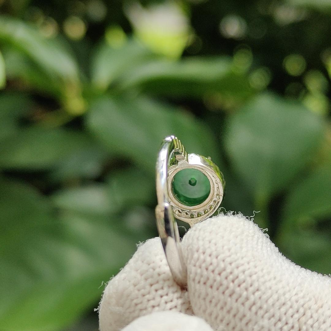 Sg Local New Arrival - Free size adjustable S925 Ring with crafting of dounut shape Natural Type A Green Jadeite Jade, certificate weighs 2.18 grams, measurement 7.7 * 7.5 * 2.7 mm (s925ring21) Yi Pin Qian Jadeites Jade Jewelry ~Your Precious Quintessential ~ Singapore