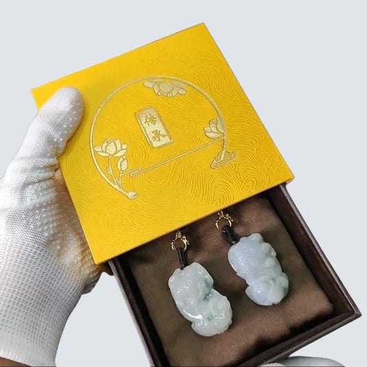 Earth & Metal Harmony - Vintage Matched Jade Pixiu Duo (Sku: pendantpair1) Yi Pin Qian Jadeites Jade Jewelry ~Your Precious Quintessential ~ Singapore