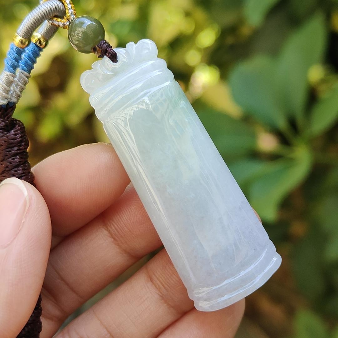 Crafted with Nothing symbol meaning eveything is Well, Natural Type A Jadeite Jade Pendant Necklace, QIC labs approved certificate weighs 18.61 grams, measurement 51.7 * 18.5 * 7.1 mm (pendant309) Yi Pin Qian Jadeites Jade Jewelry ~Your Precious Quintessential ~ Singapore
