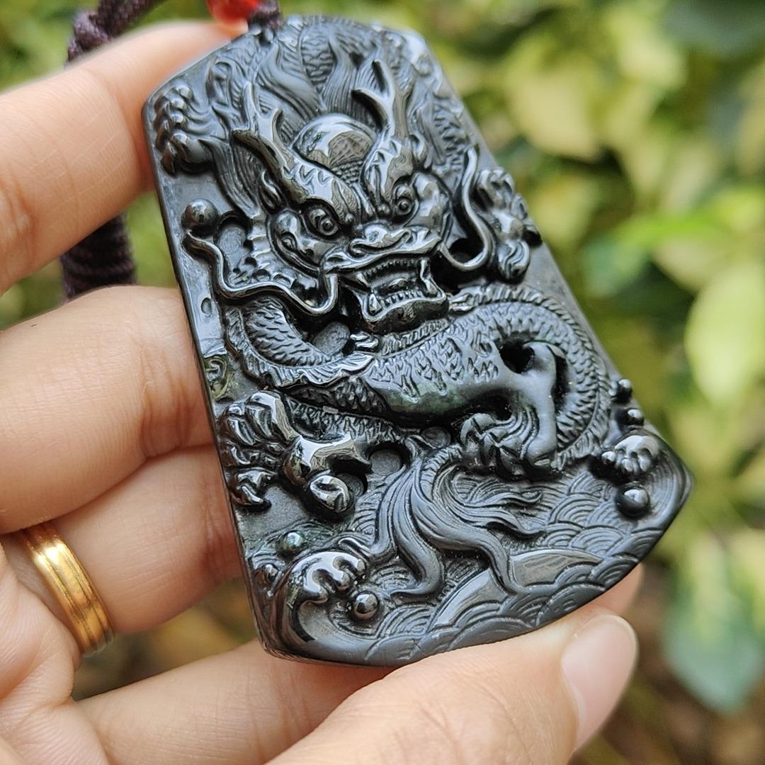 New Arrival Normal Black Dragon Natural Type A Jadeite Jade as pendant certificate weighs 28.6 grams, measurement 65 * 43 * 8 mm (pendant356) Yi Pin Qian Jadeites Jade Jewelry ~Your Precious Quintessential ~ Singapore