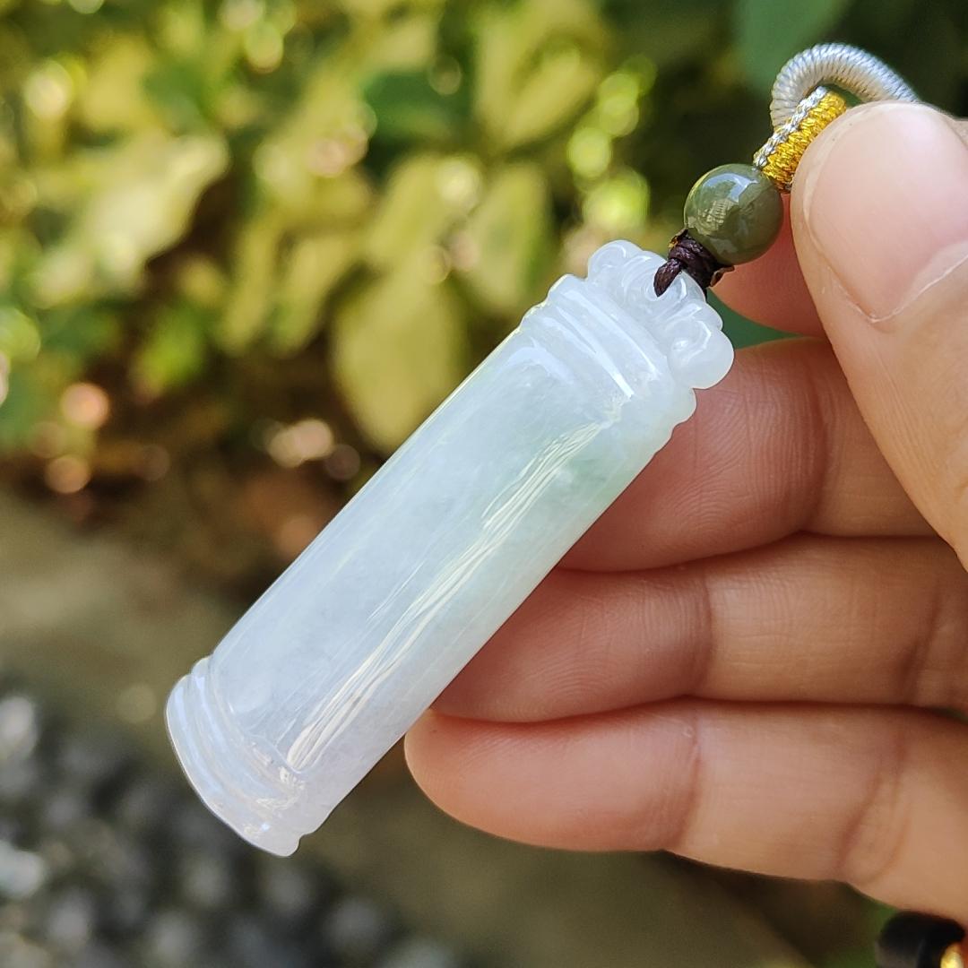 Crafted with Nothing symbol meaning eveything is Well, Natural Type A Jadeite Jade Pendant Necklace, QIC labs approved certificate weighs 18.61 grams, measurement 51.7 * 18.5 * 7.1 mm (pendant309) Yi Pin Qian Jadeites Jade Jewelry ~Your Precious Quintessential ~ Singapore