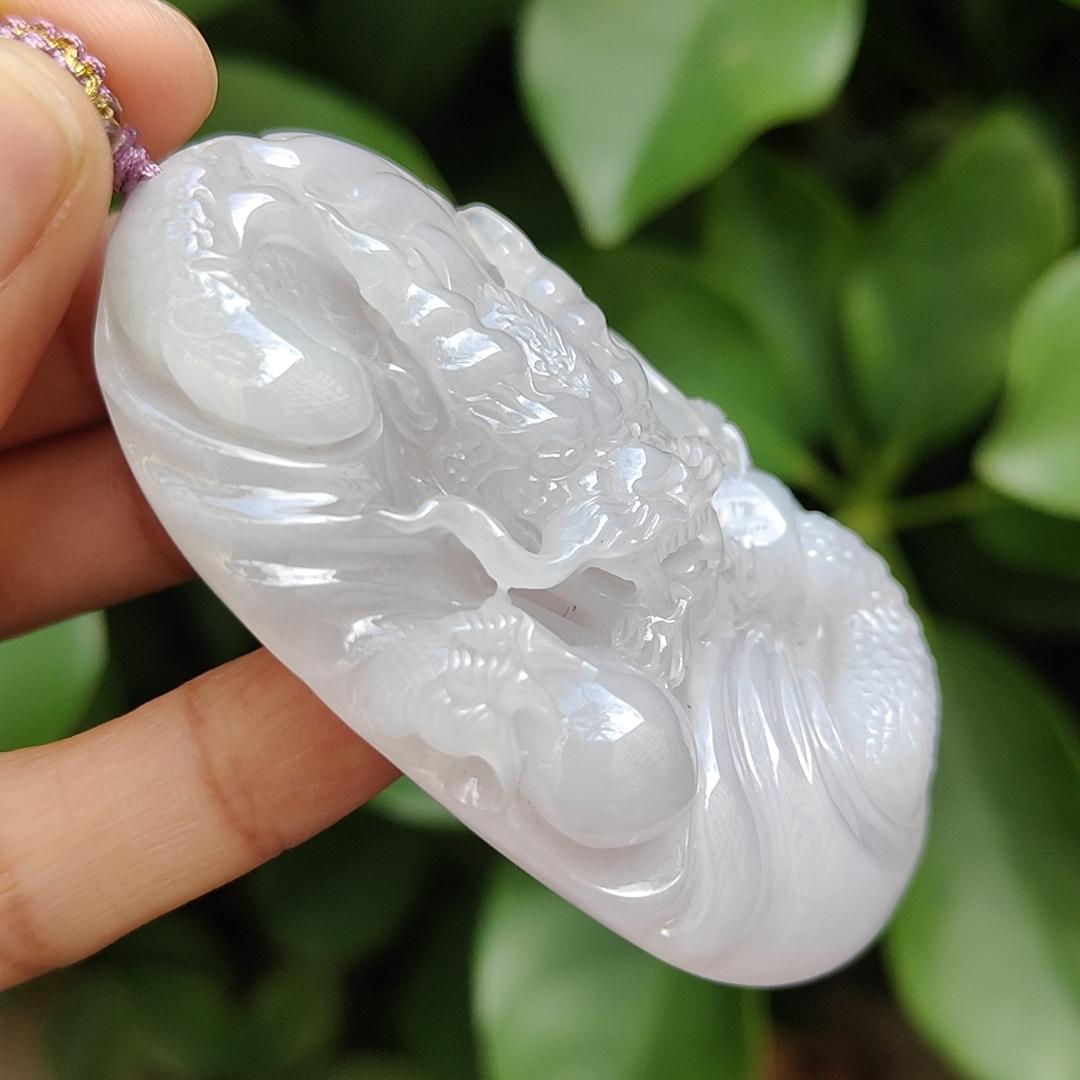 Crafted as Big Dragon Pendant on Natural Type A Jadeite Jade certificate weighs 72.71 grams, measurement 67.7 * 41 * 14.6 mm (pendant360) Yi Pin Qian Jadeites Jade Jewelry ~Your Precious Quintessential ~ Singapore