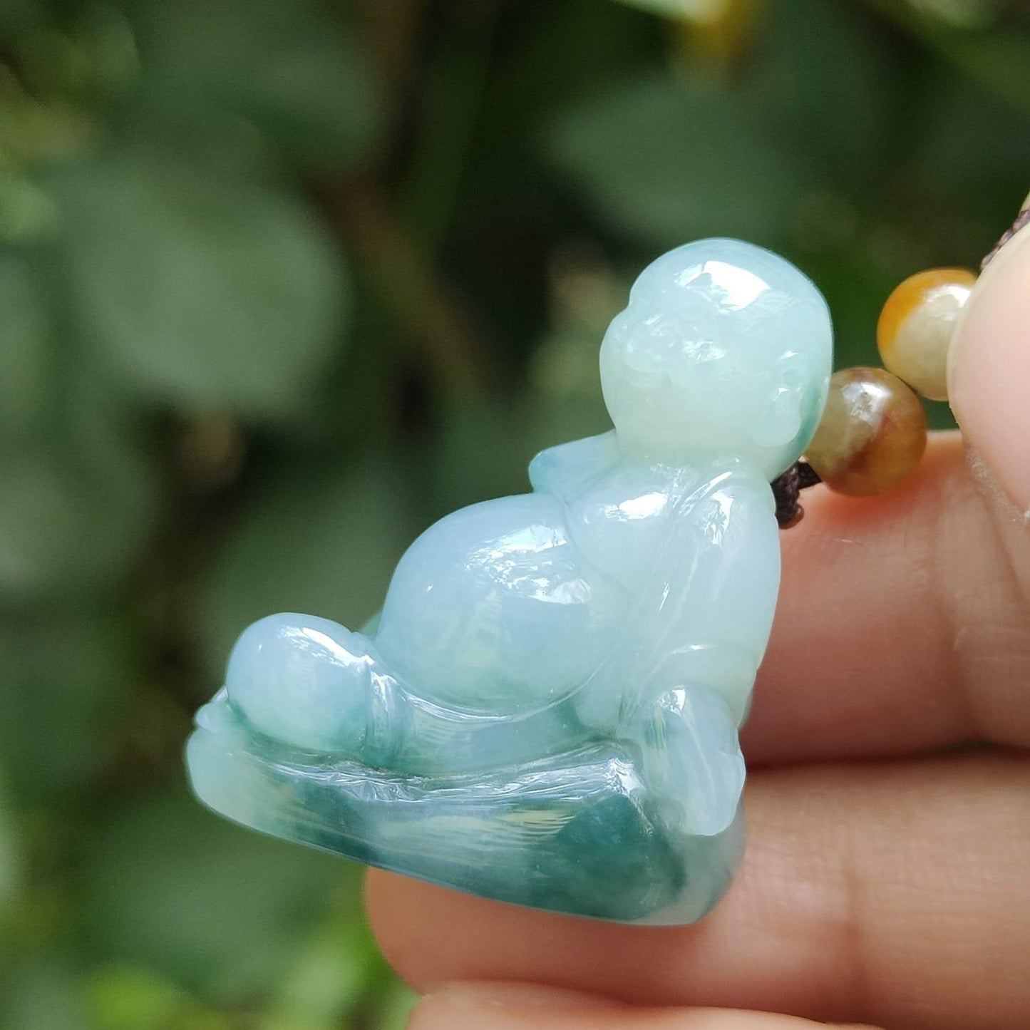 Wood & Water Power Duo 🌱💧 Natural Type A Jadeite Buddha | Zi Wei Dou Shu Career Luck (Sku: pendant449)