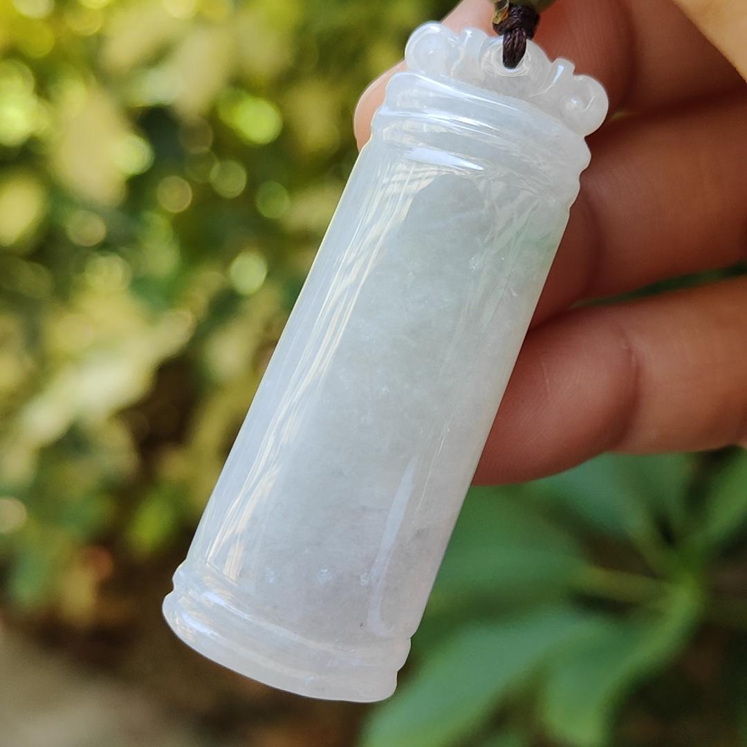 Crafted with Nothing symbol meaning eveything is Well, Natural Type A Jadeite Jade Pendant Necklace, QIC labs approved certificate weighs 18.61 grams, measurement 51.7 * 18.5 * 7.1 mm (pendant309) Yi Pin Qian Jadeites Jade Jewelry ~Your Precious Quintessential ~ Singapore