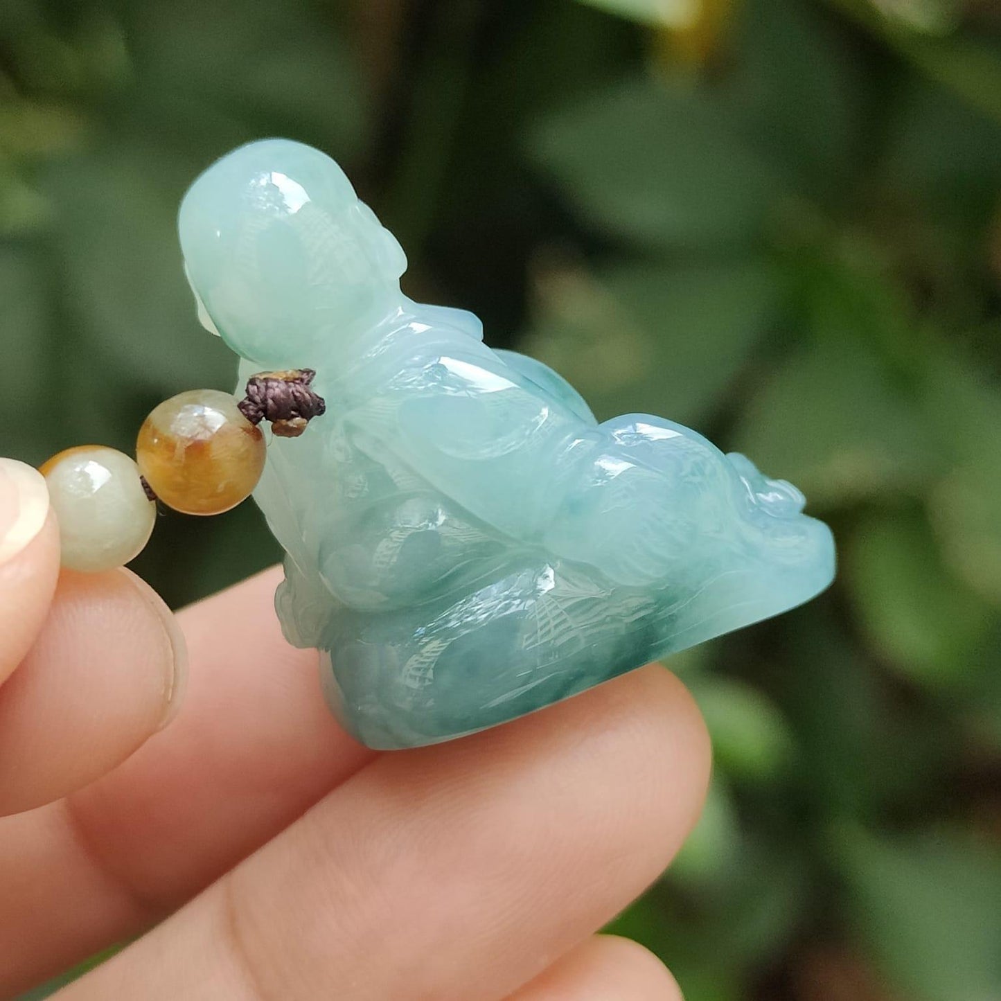 Wood & Water Power Duo 🌱💧 Natural Type A Jadeite Buddha | Zi Wei Dou Shu Career Luck (Sku: pendant449)