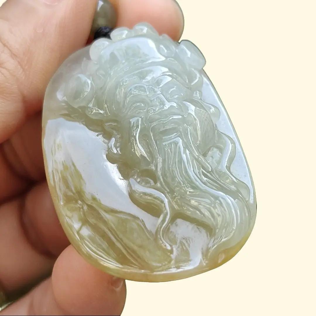 Sg New Arrival Crafted as God of Fortune Natural Type A Jadeite Jade as pendant, certificate weighs 16.02 grams, measurement 43.1 * 27.6 * 9.1 mm (pendant340) Yi Pin Qian Jadeites Jade Jewelry ~Your Precious Quintessential ~ Singapore