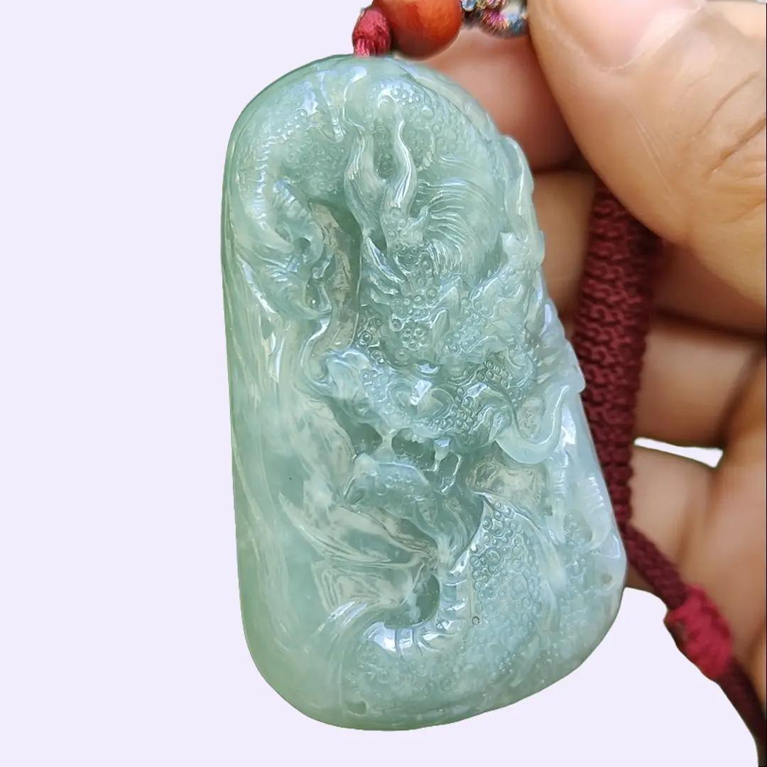 Latest Arrival ~ Crafted as Dragon Pendant on Natural Type A Jadeite Jade certificate weighs 28.8 grams, measurement 56.1 * 33.6 * 7.8 mm (pendant358) Yi Pin Qian Jadeites Jade Jewelry ~Your Precious Quintessential ~ Singapore