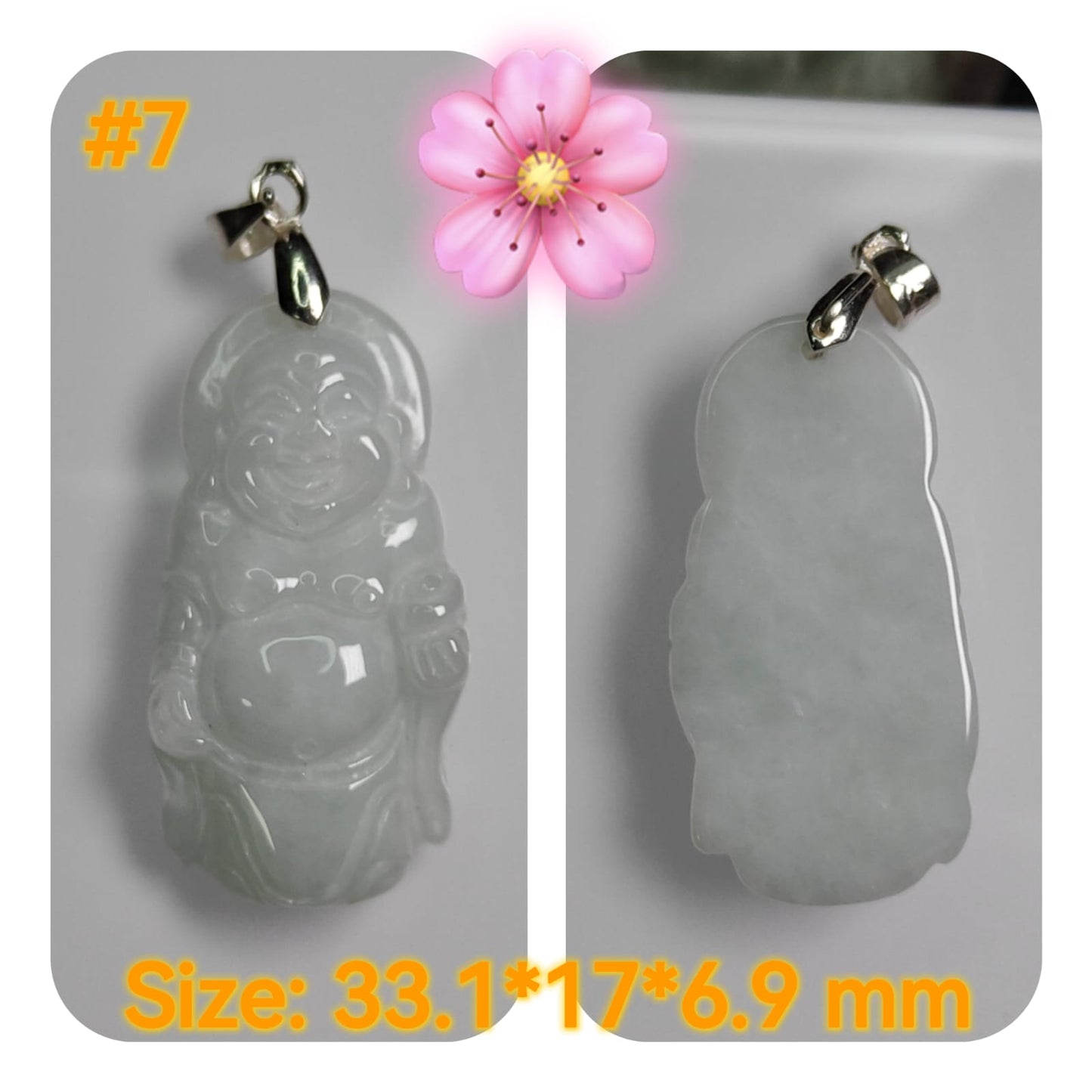 Casual Daily Wear - Natural Type A Jadeite Jade - crafted as Standing buddha to use as a Pendant - No Certitficate - with S990 Clasp (Choose #1 to #8) #7