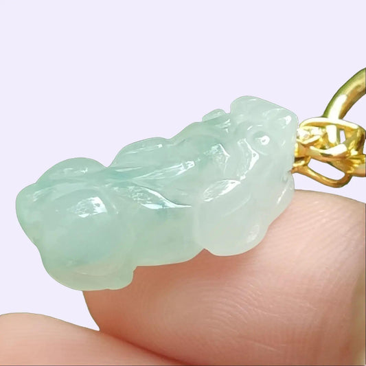 Semi Icy Translucent Pixiu Pendant Natural Type A Jadeite Jade added with 18k Clasp certificate weighs 2.79 grams, measurement 19.6 * 9.8 * 6.5 mm (18kp101) Yi Pin Qian Jadeites Jade Jewelry ~Your Precious Quintessential ~ Singapore
