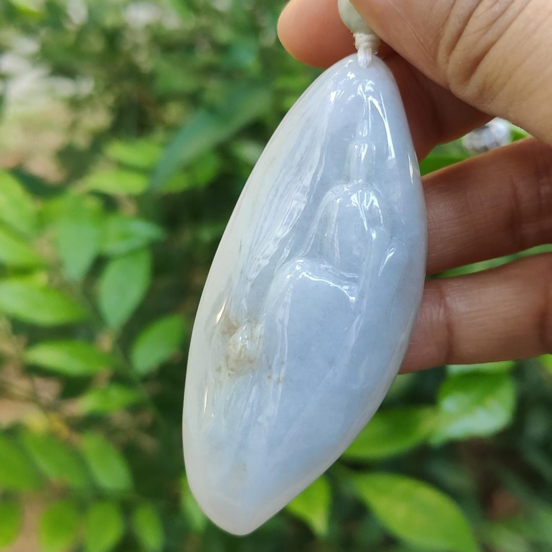 Crafted as Faceless Buddha with Natural Type A Jadeite Jade as Pendant, certificate weighs 40.68 grams, measurement 69.5 * 29.5 * 11.6 mm (pendant314) Yi Pin Qian Jadeites Jade Jewelry ~Your Precious Quintessential ~ Singapore