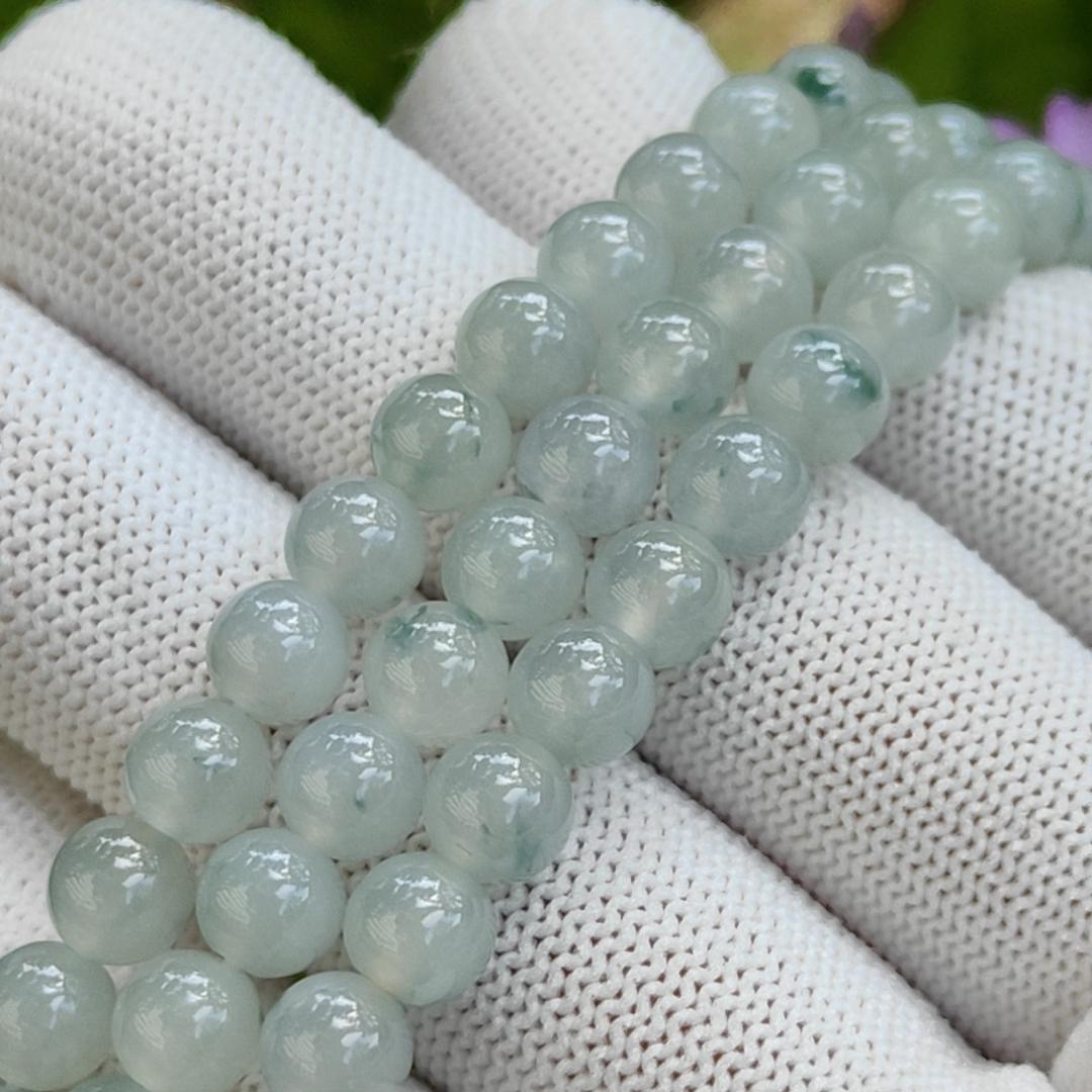108 beads 6.5mm crafted on High Quality Green Patches Natural Type A Jadeite Jade as Necklace or Bracelet certificate weighs 50.86 grams (bracelet32) Yi Pin Qian Jadeites Jade Jewelry ~Your Precious Quintessential ~ Singapore