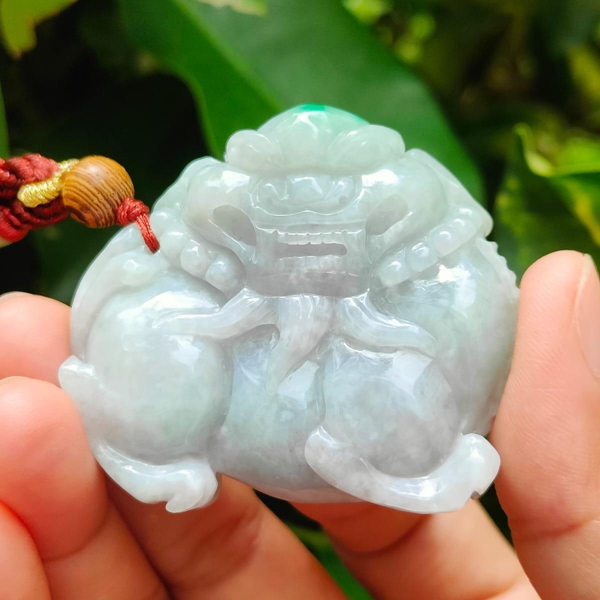 Guardian Pixiu Hand Carving – Five Elements Energy, Vintage Jadeite, Certified Type A (Sku: Hand10) Yi Pin Qian Jadeites Jade Jewelry ~Your Precious Quintessential ~ Singapore